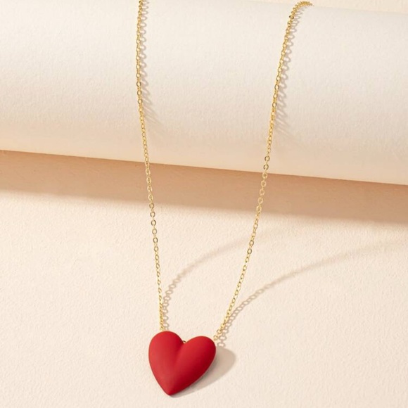 Jewelry - Gold Plated Red Heart Pendant Necklace